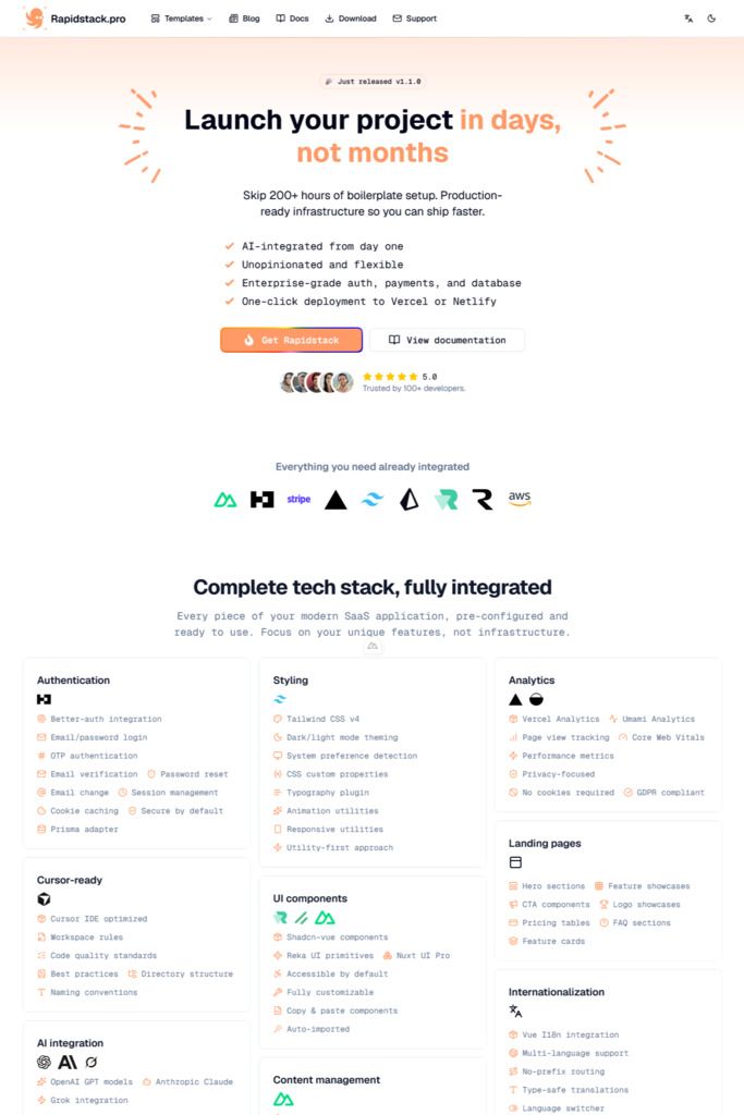 Landing 1 landing page template - light mode preview
