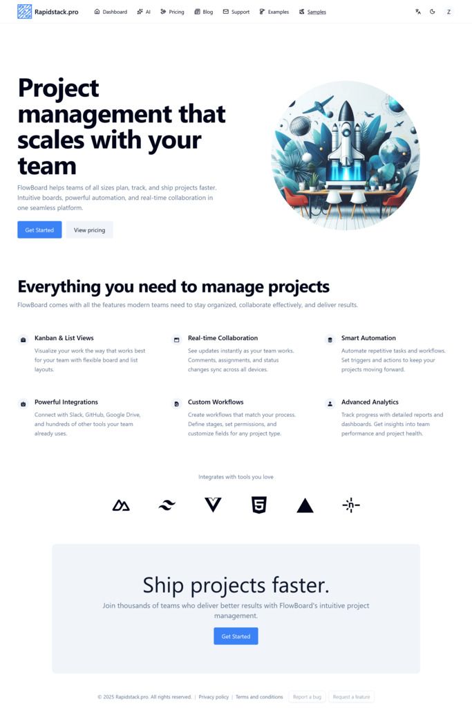 Landing 5 landing page template - light mode preview